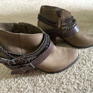 Dolce Vita Brown Ankle Boots with Chain Detail